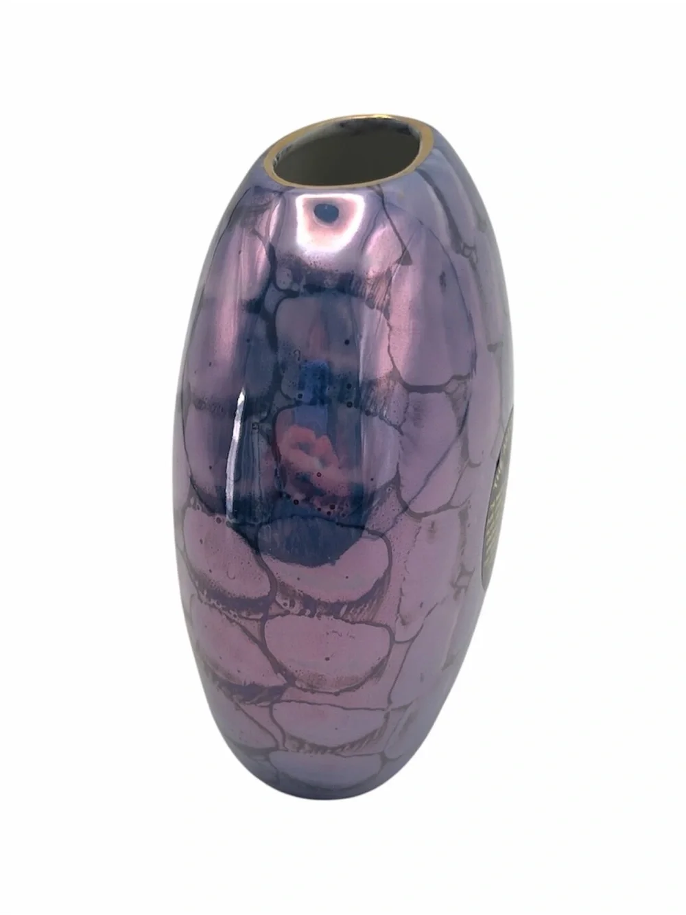 Vintage Art of Chokin Vase Purple Mount Fuji Temple 24K Gold Trim Japan